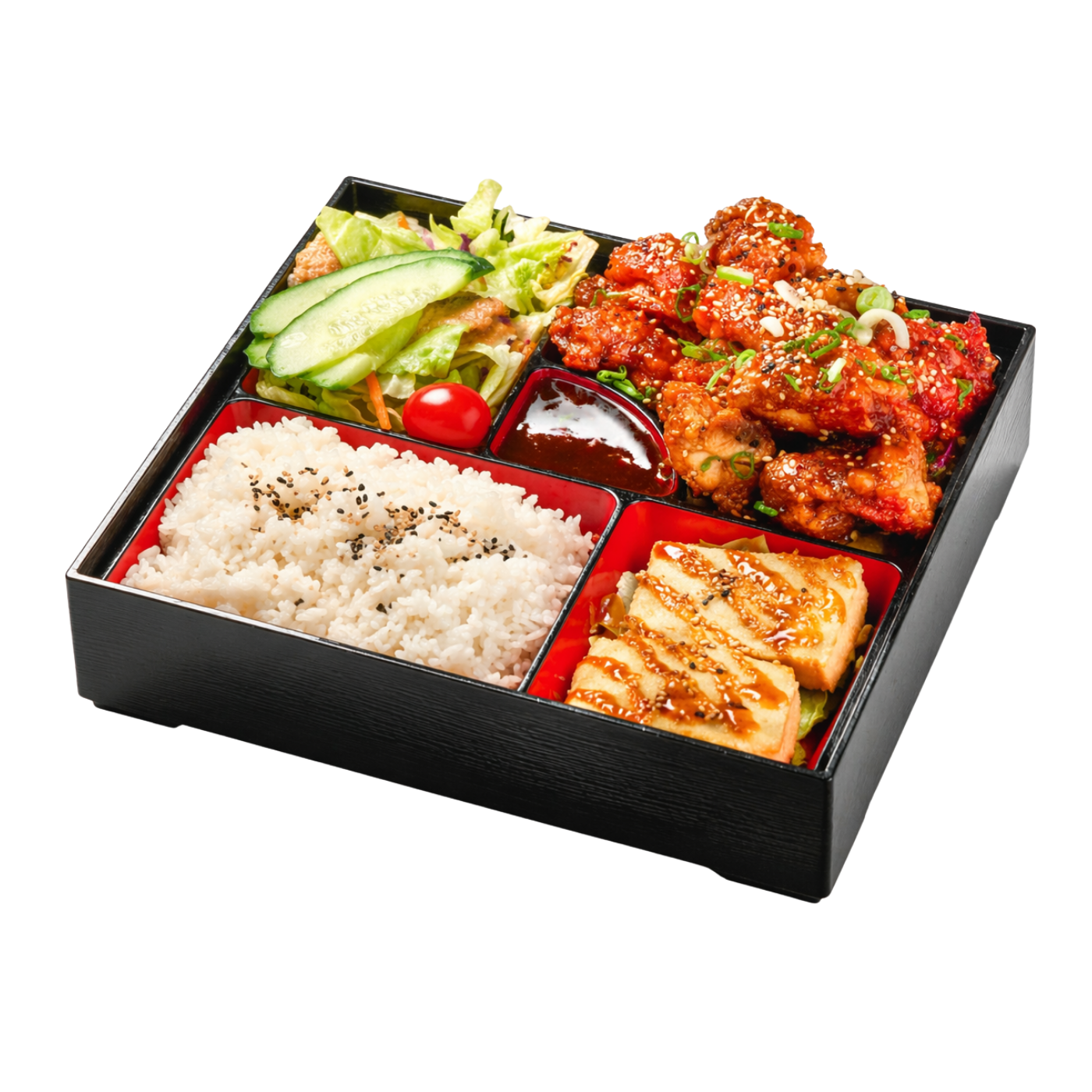 Bento mixed starter selection featuring popular Japanese sides at Yaki Ya!